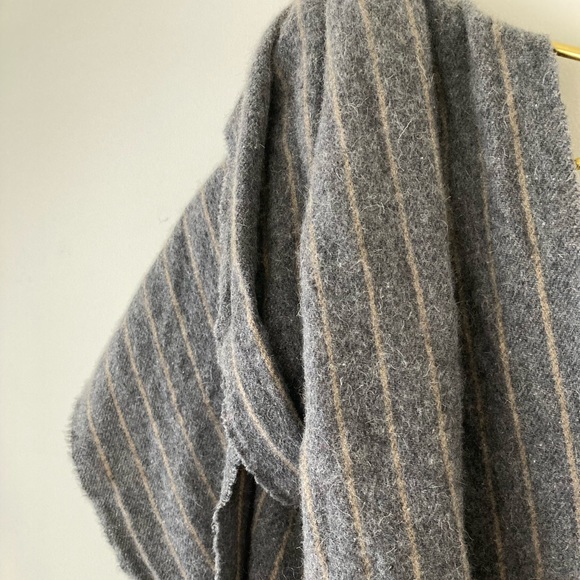 Ireland 100% wool suantrai scarf grey gray striped stripes wide oversized - Picture 10 of 15